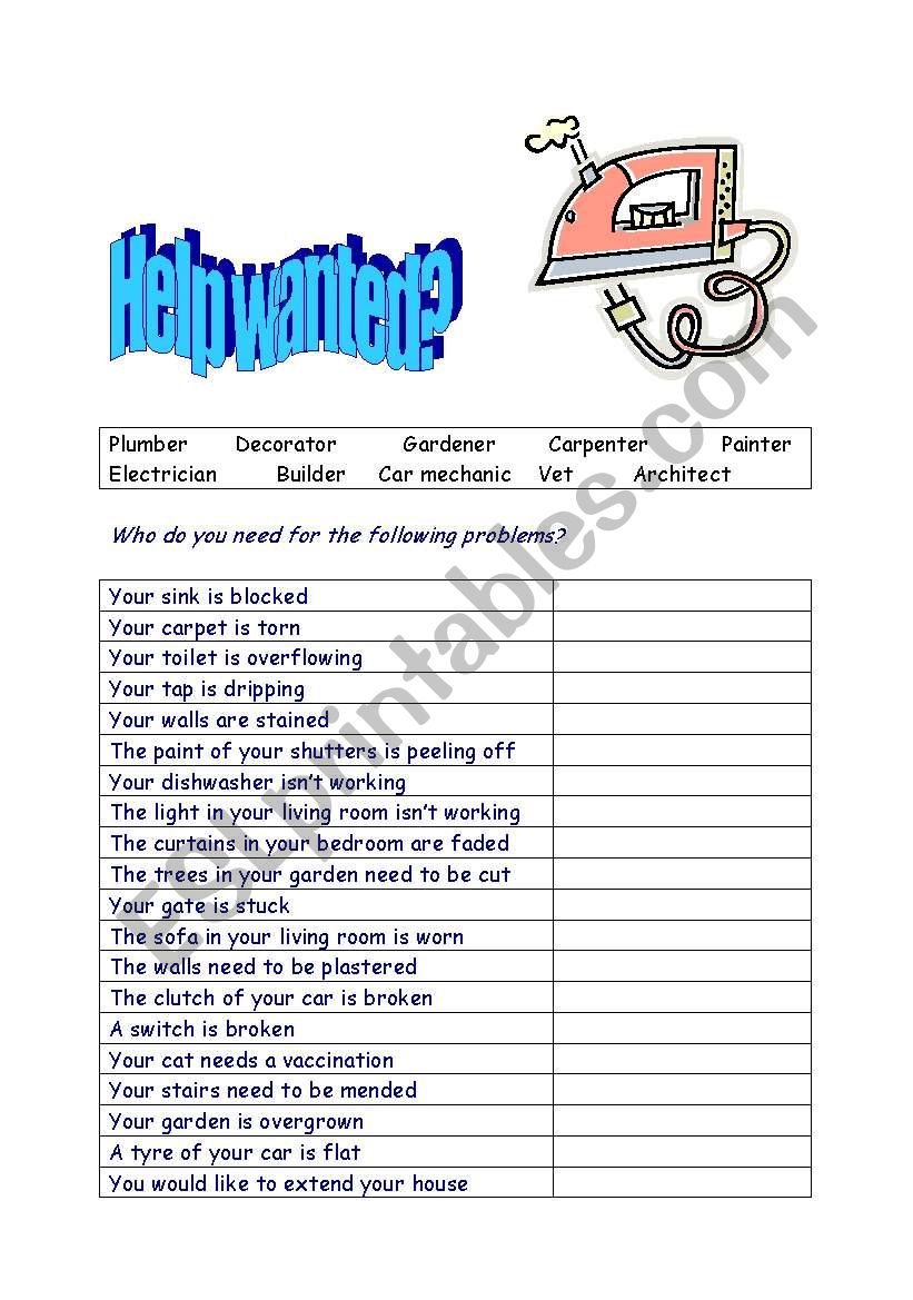 Help needed worksheet