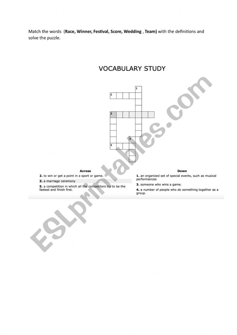 Crossword Puzzle worksheet