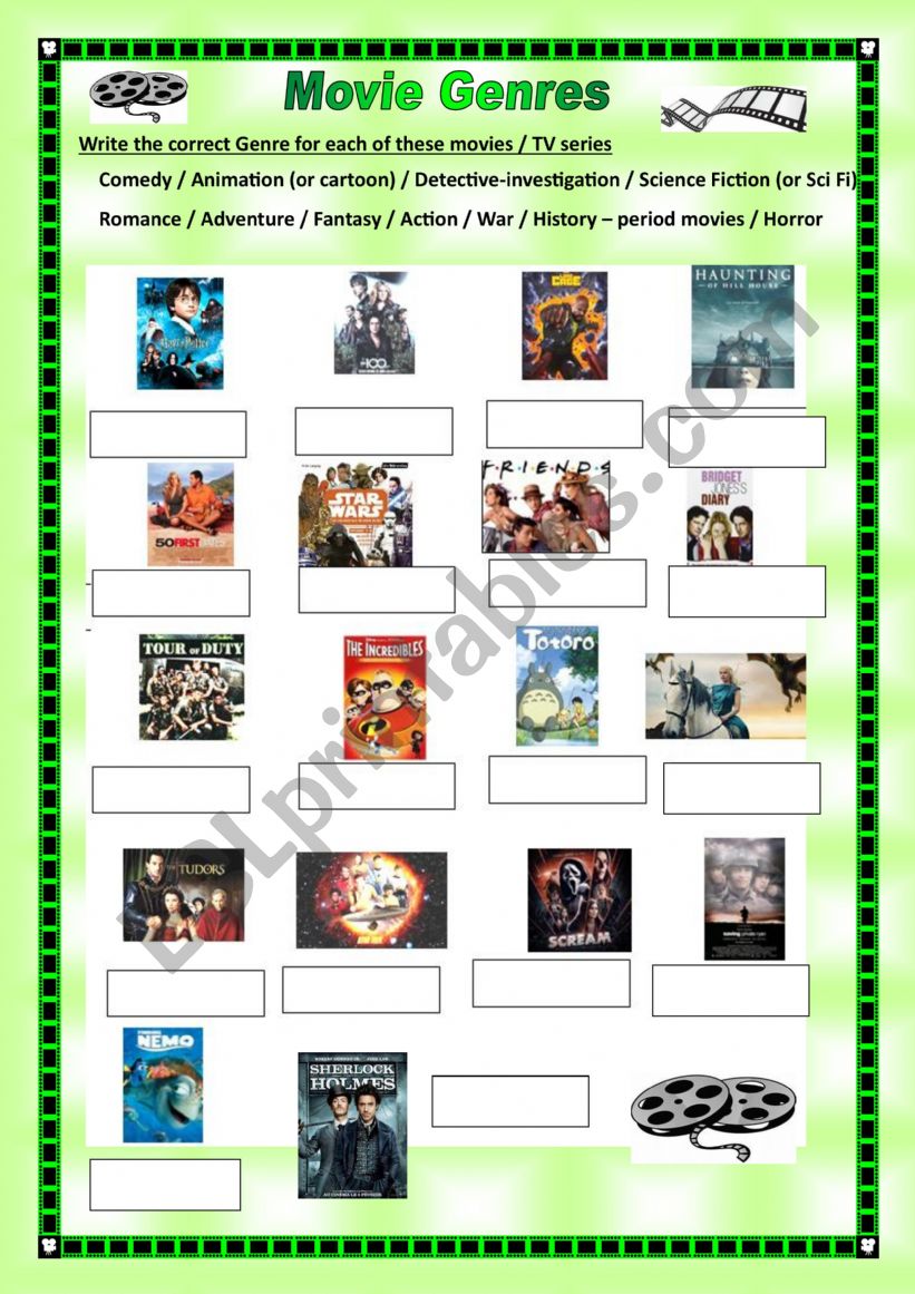 movie genres - types of movies and TV series