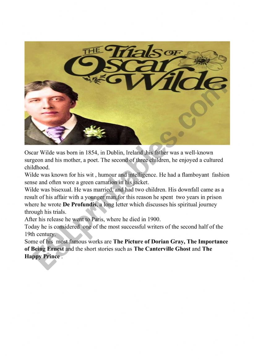 Oscar Wilde worksheet