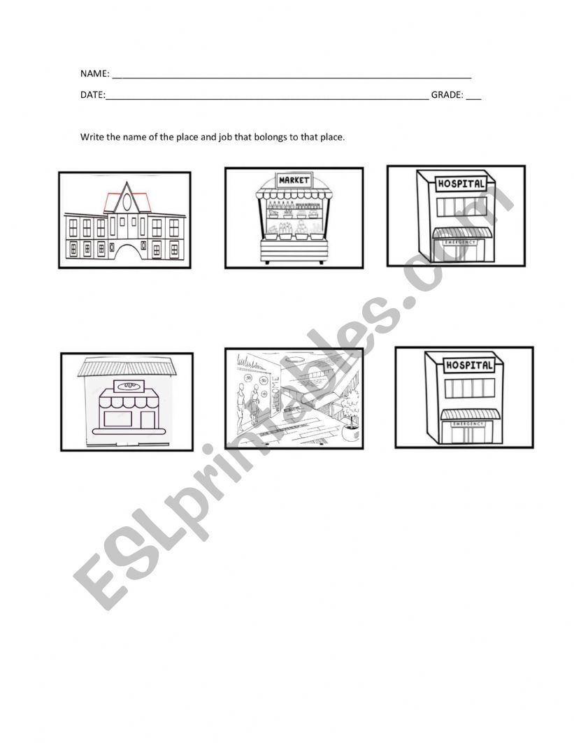 places worksheet worksheet