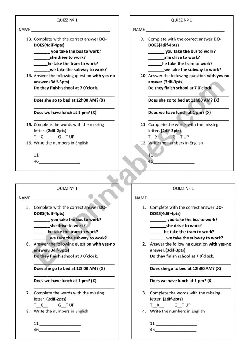 SIMPLE PRESENT  worksheet