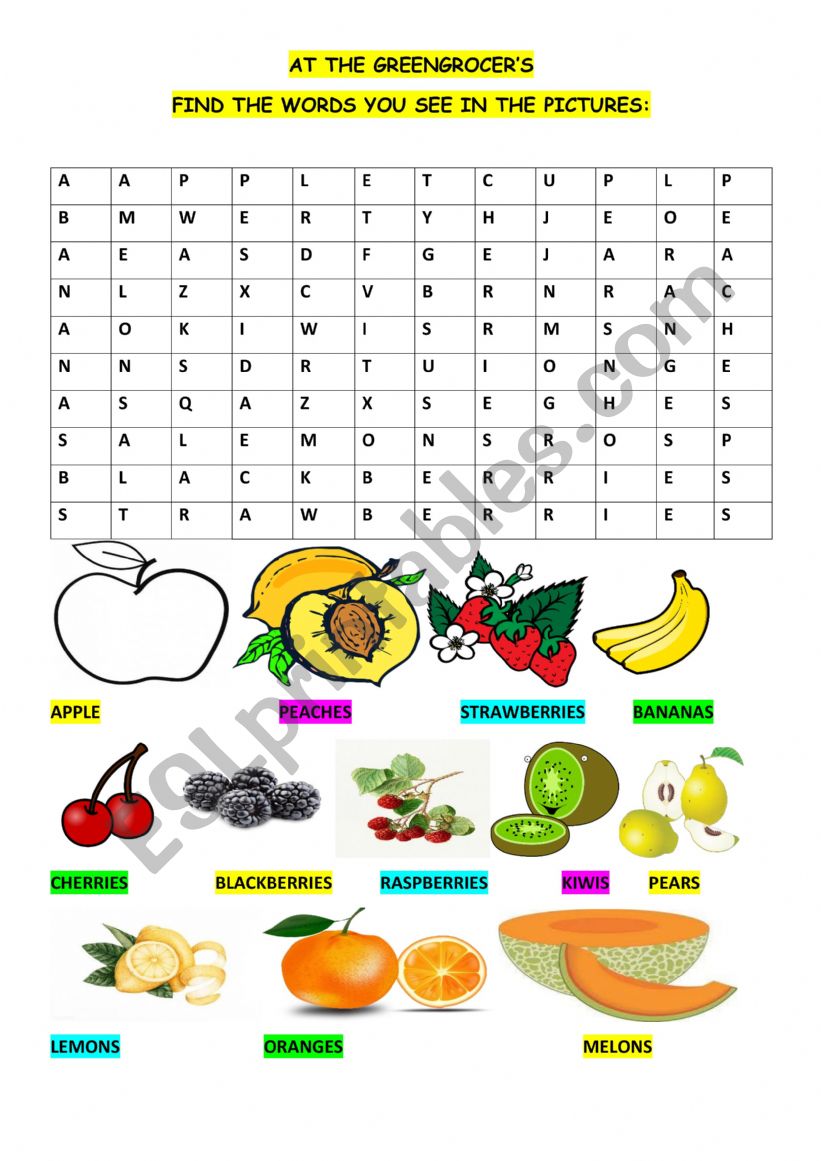 AT THE GREENGROCER�S worksheet