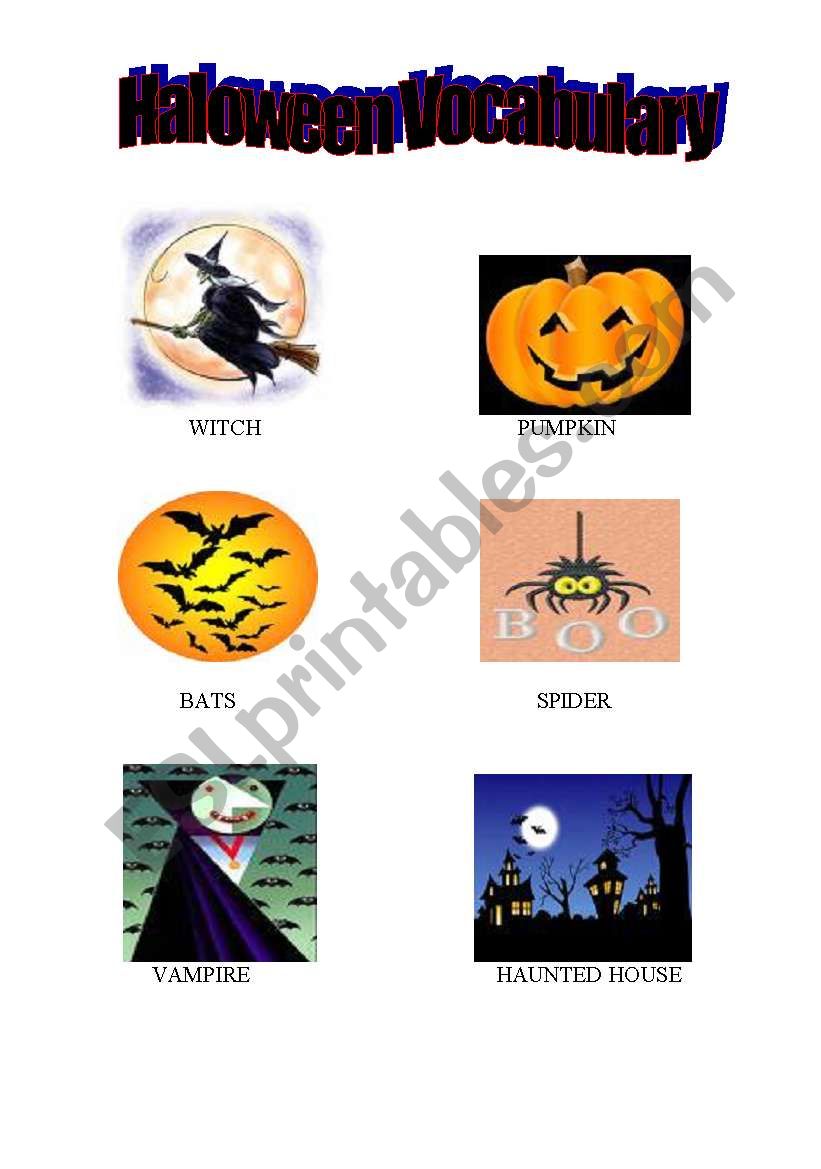 Haloween vocabulary worksheet