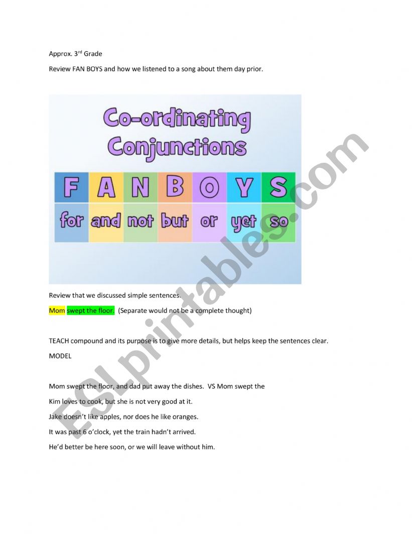 compound sentences worksheet