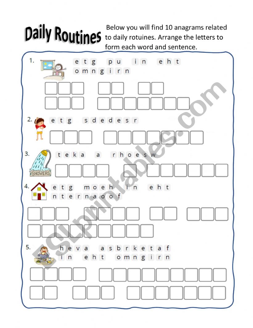 Daily Routines worksheet