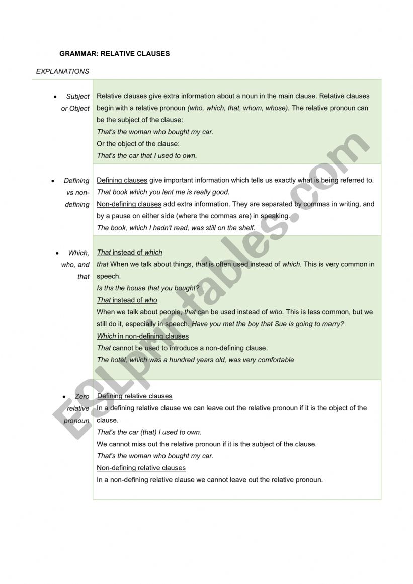 RELATIVE CLAUSES - GRAMMAR PRACTICE 