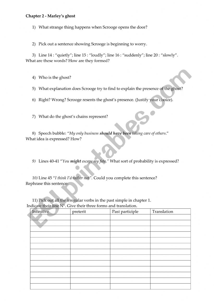 A christmas carol chapter 2 worksheet