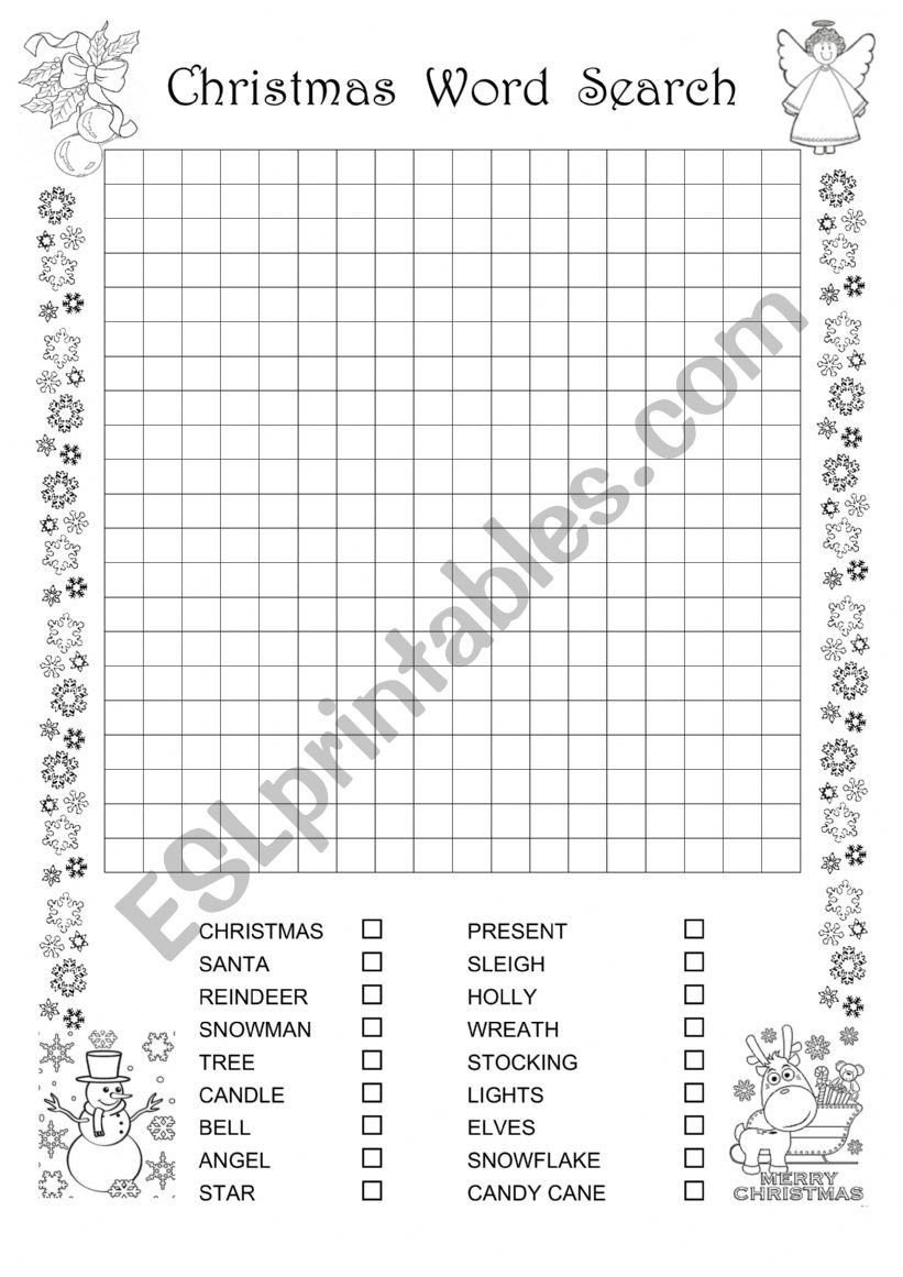 DIY Christmas word search worksheet