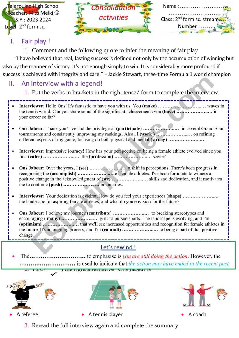 consolidation 2nd form worksheet