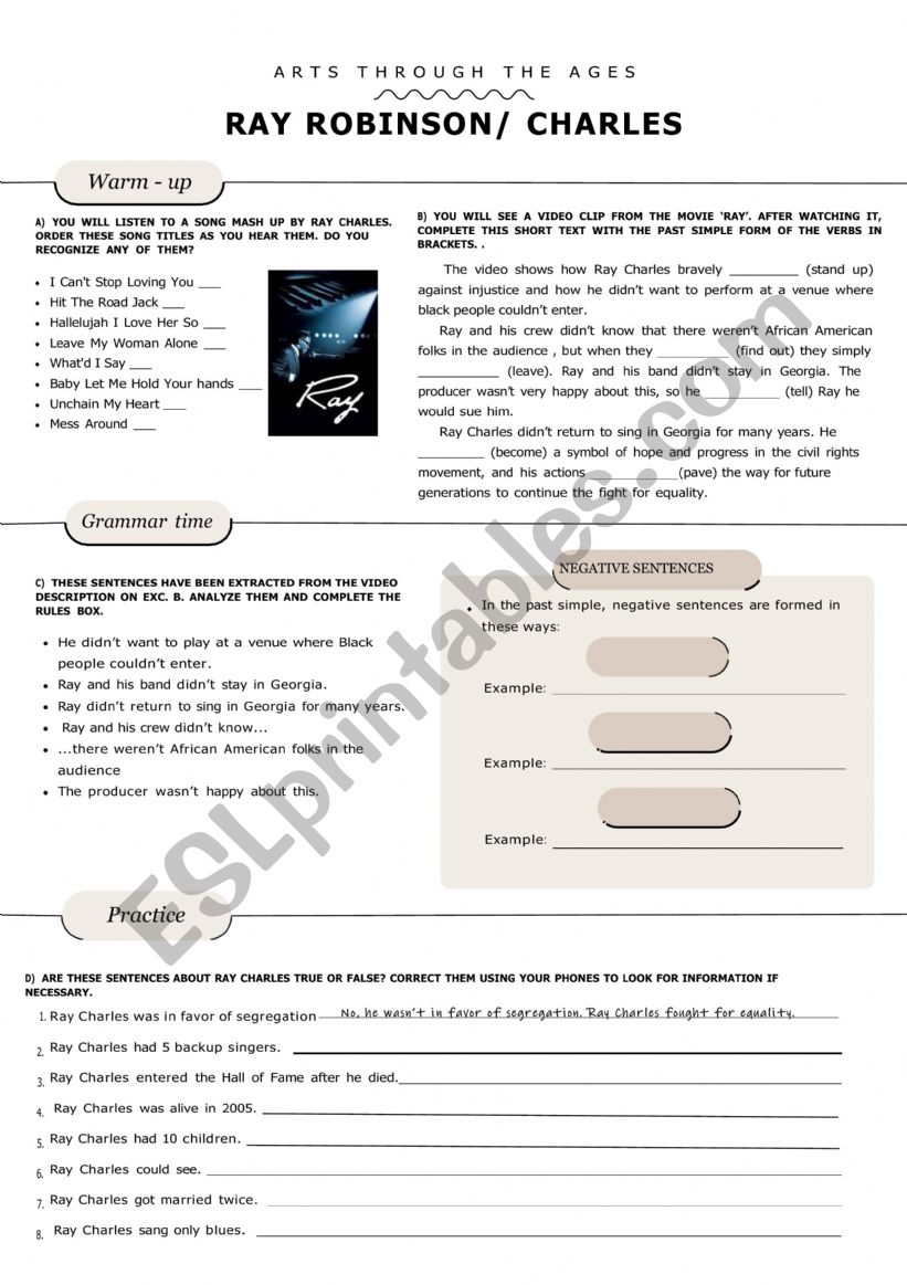 NEGATIVE PAST SIMPLE worksheet