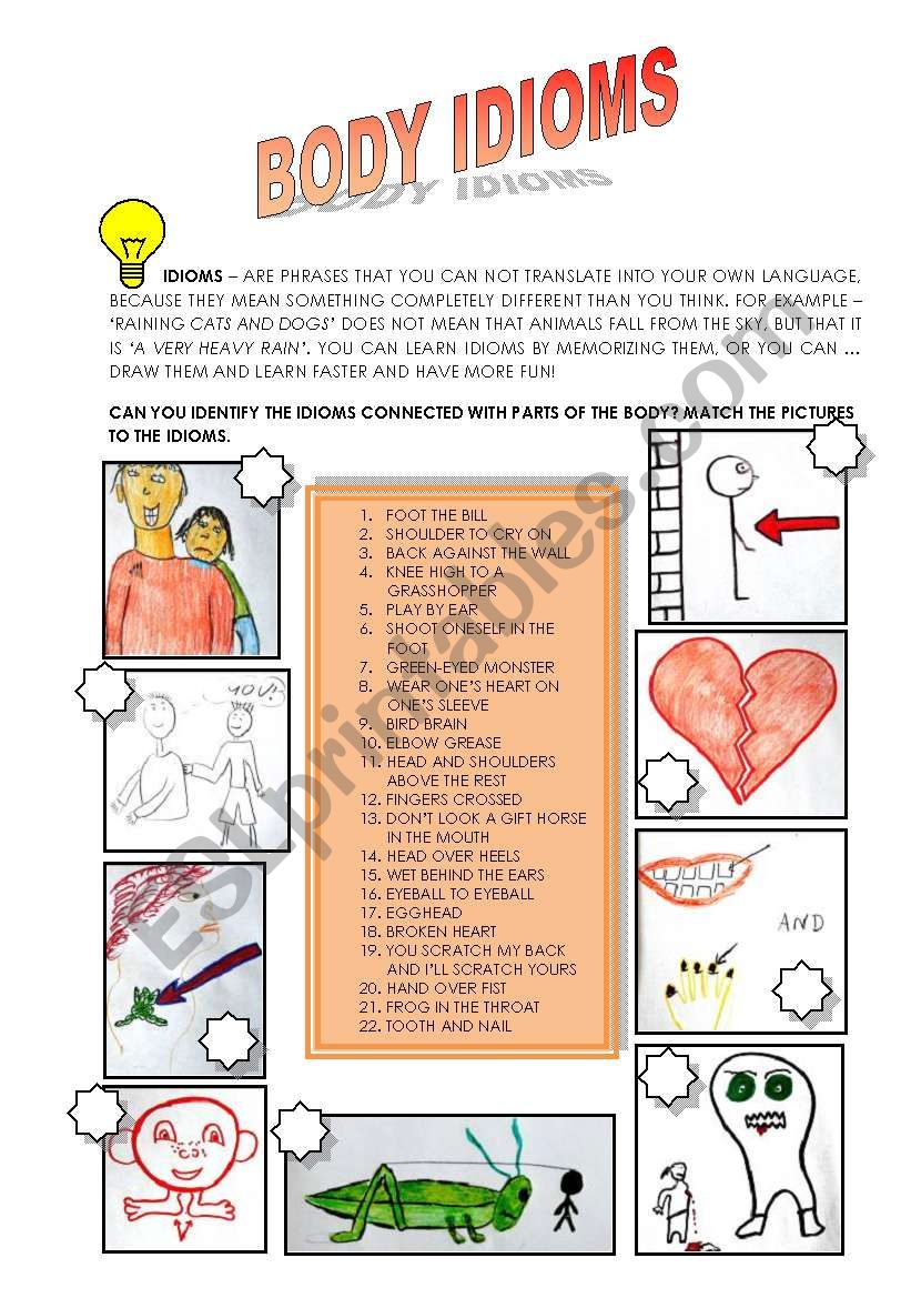 IDIOMS  WITH BODY PARTS worksheet
