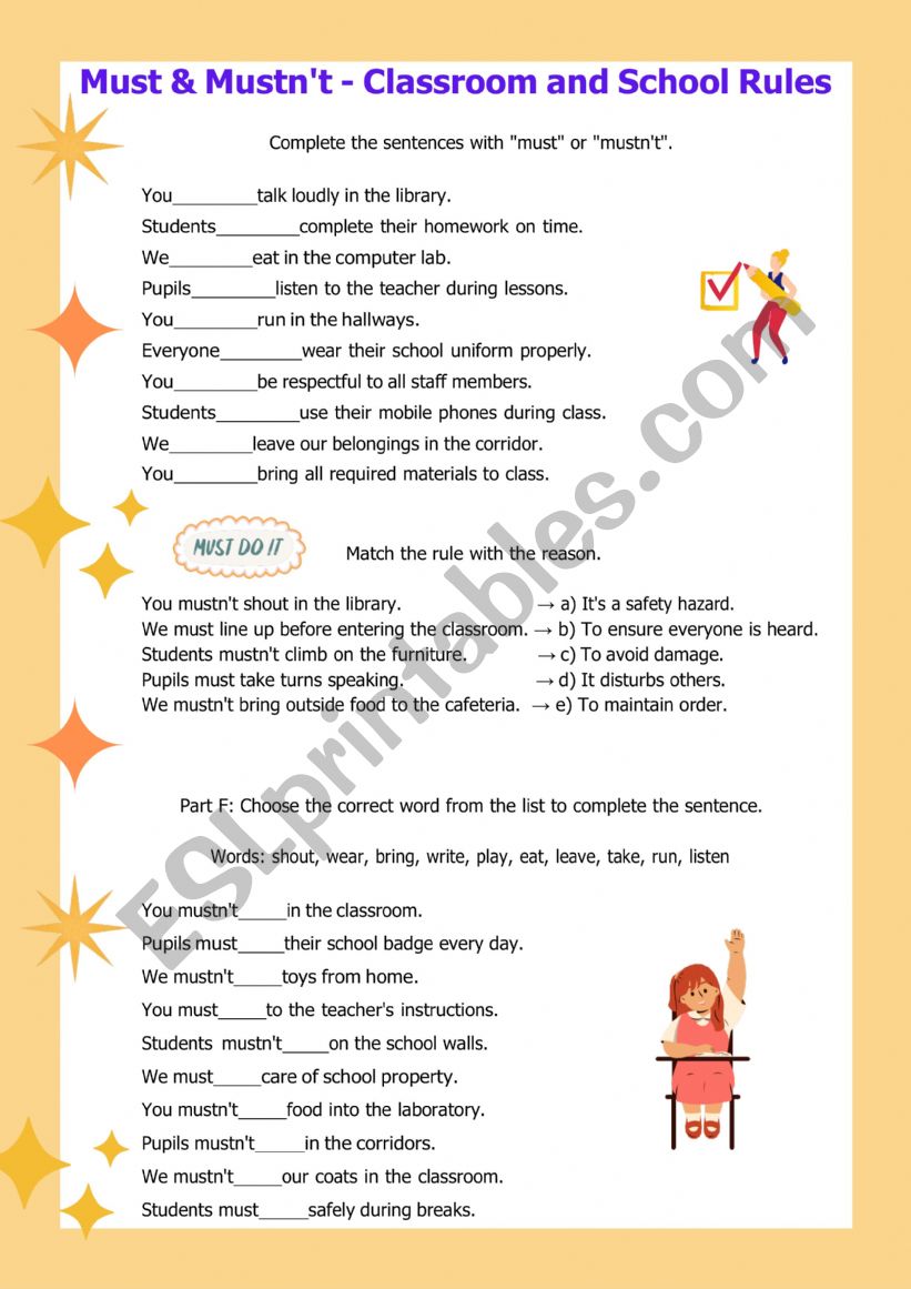 Must and mustnÃ¯Â¿Â½t. school rules