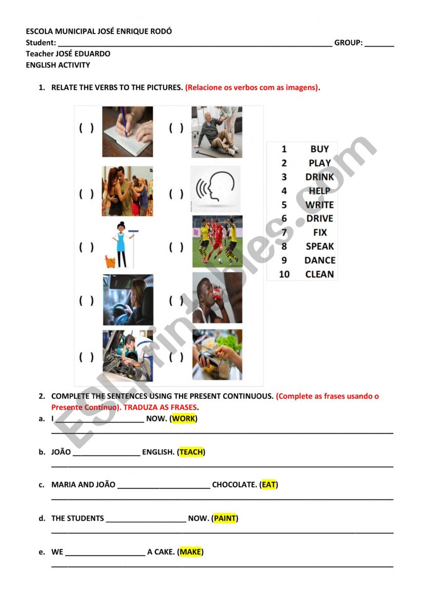 PRESENT CONTINUOUS - EXERCISES