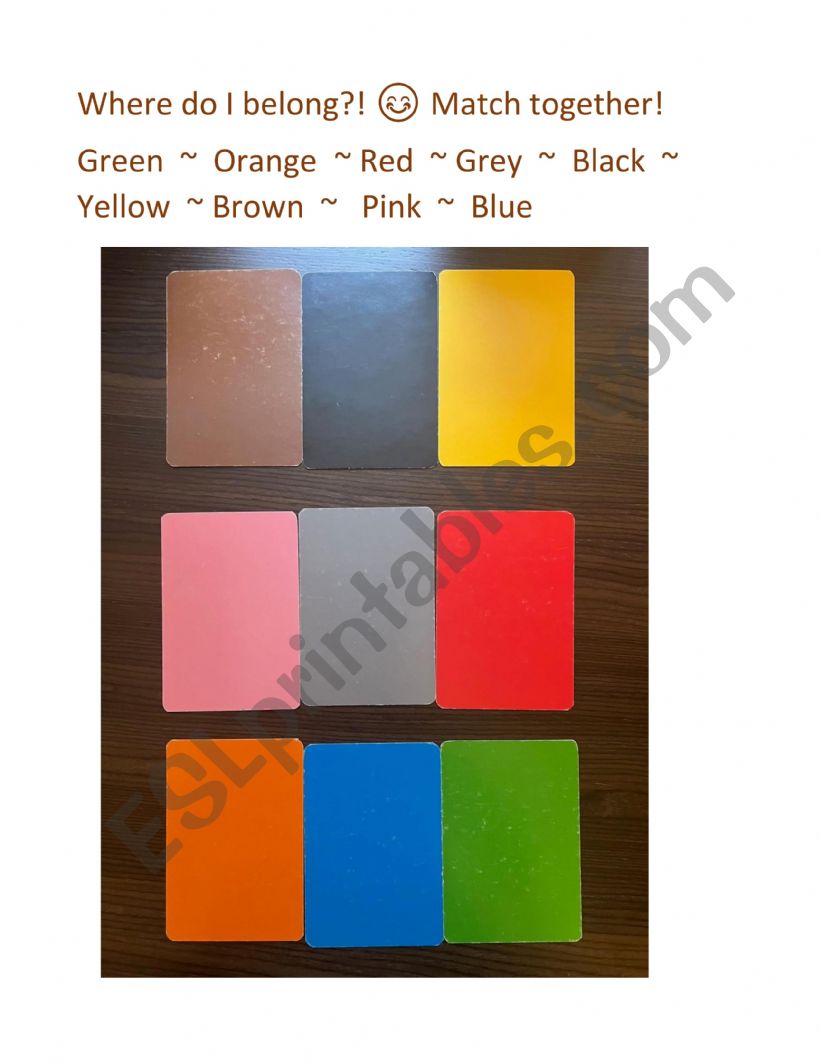 colours worksheet