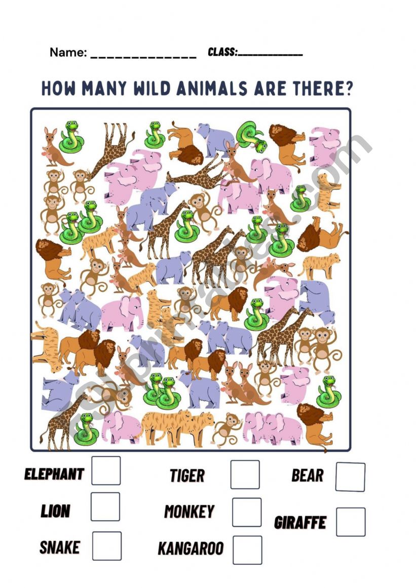 How many - animals  worksheet