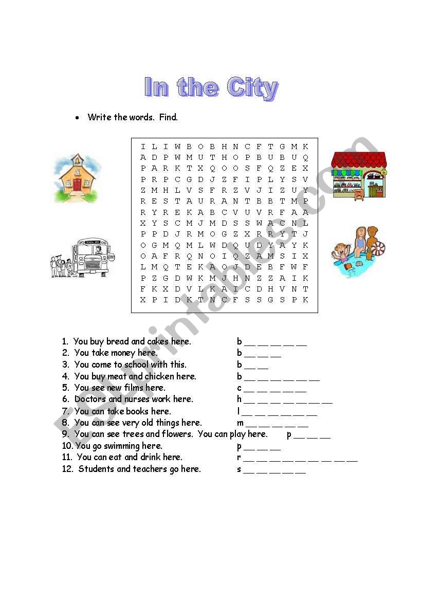 In the City worksheet
