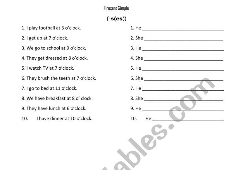 Present Simple  worksheet