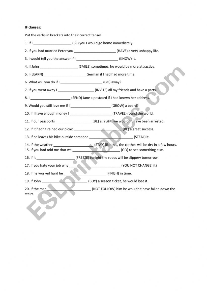 If clauses worksheet