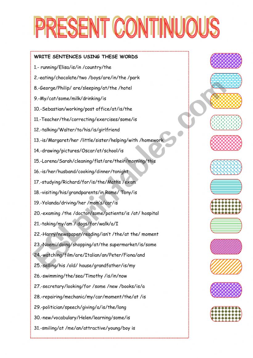 PRESENT CONTINUOUS worksheet