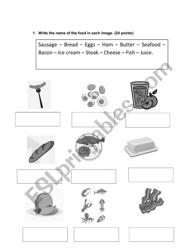 Food and verb to be worksheet