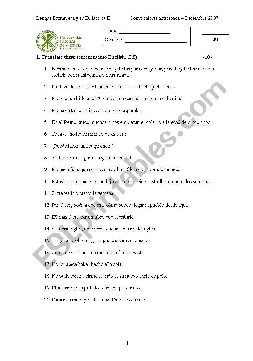 Morfosintaxis worksheet