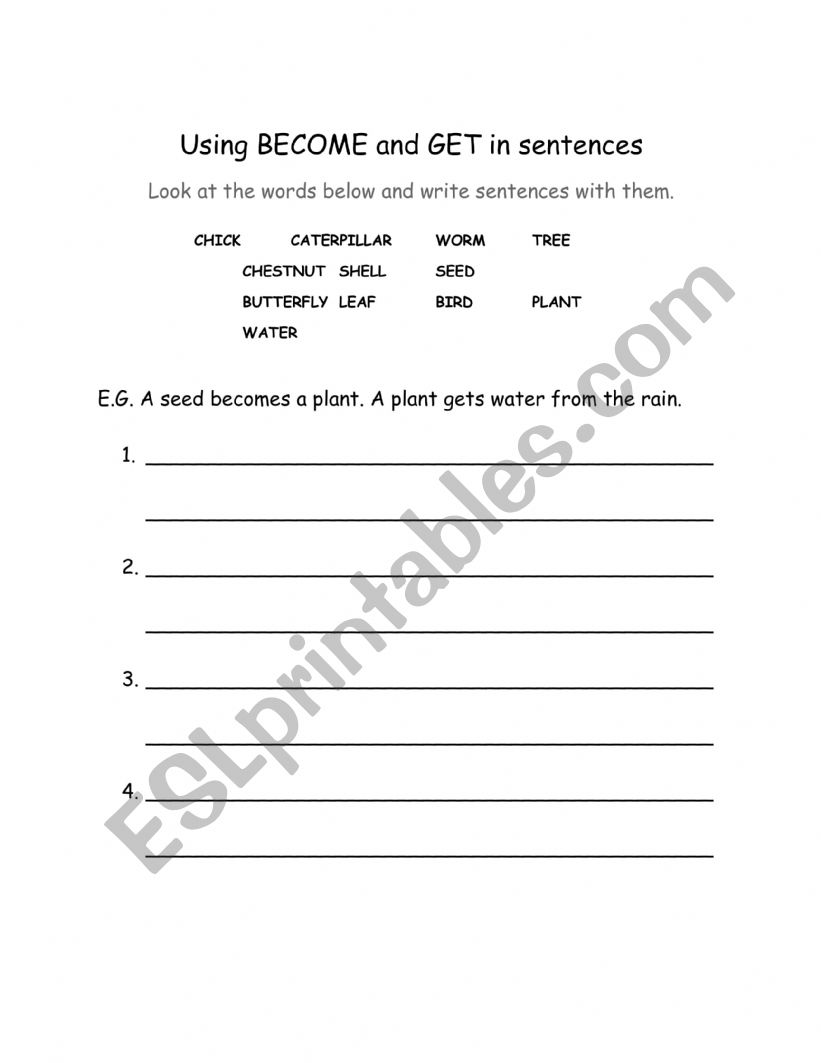 Using BECOME and GET worksheet