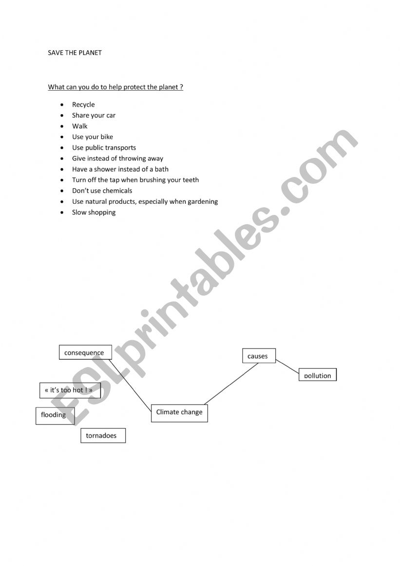 Save the planet worksheet