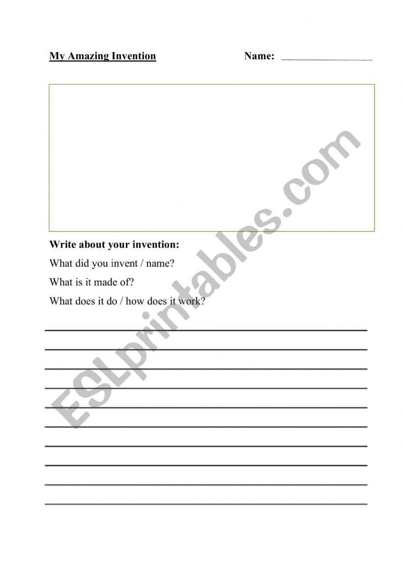 My Invention worksheet