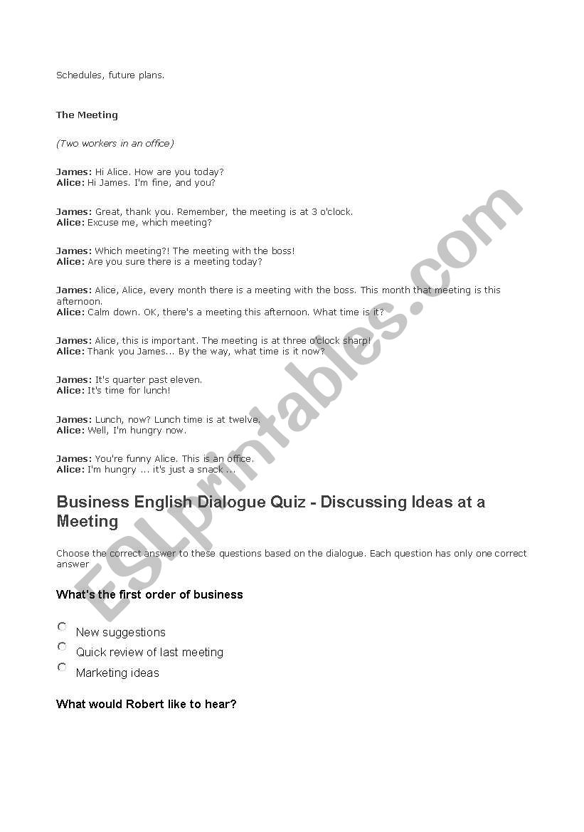 the meeting worksheet