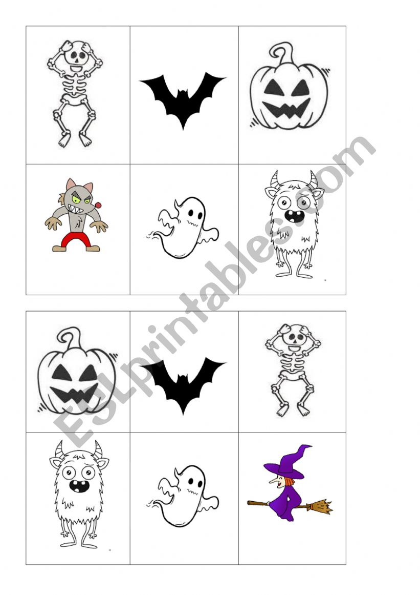 Halloween bingo worksheet