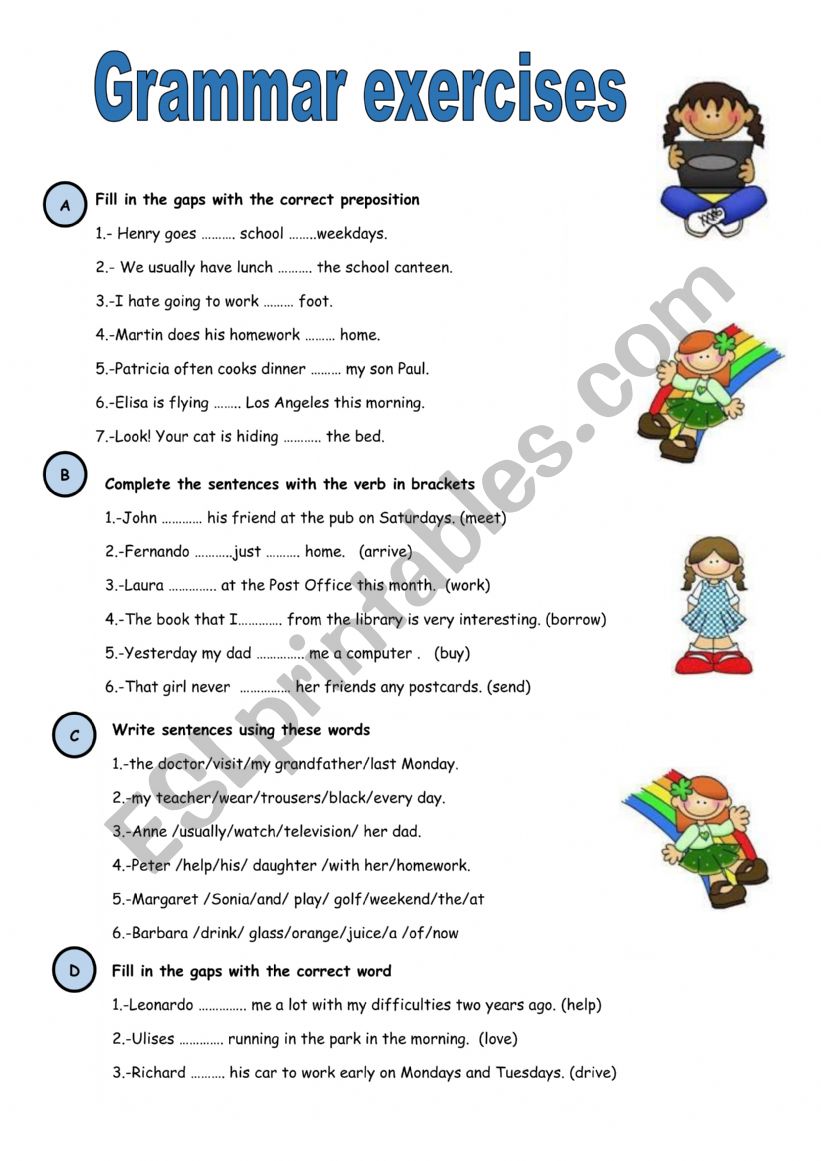 GRAMMAR EXERCISES worksheet