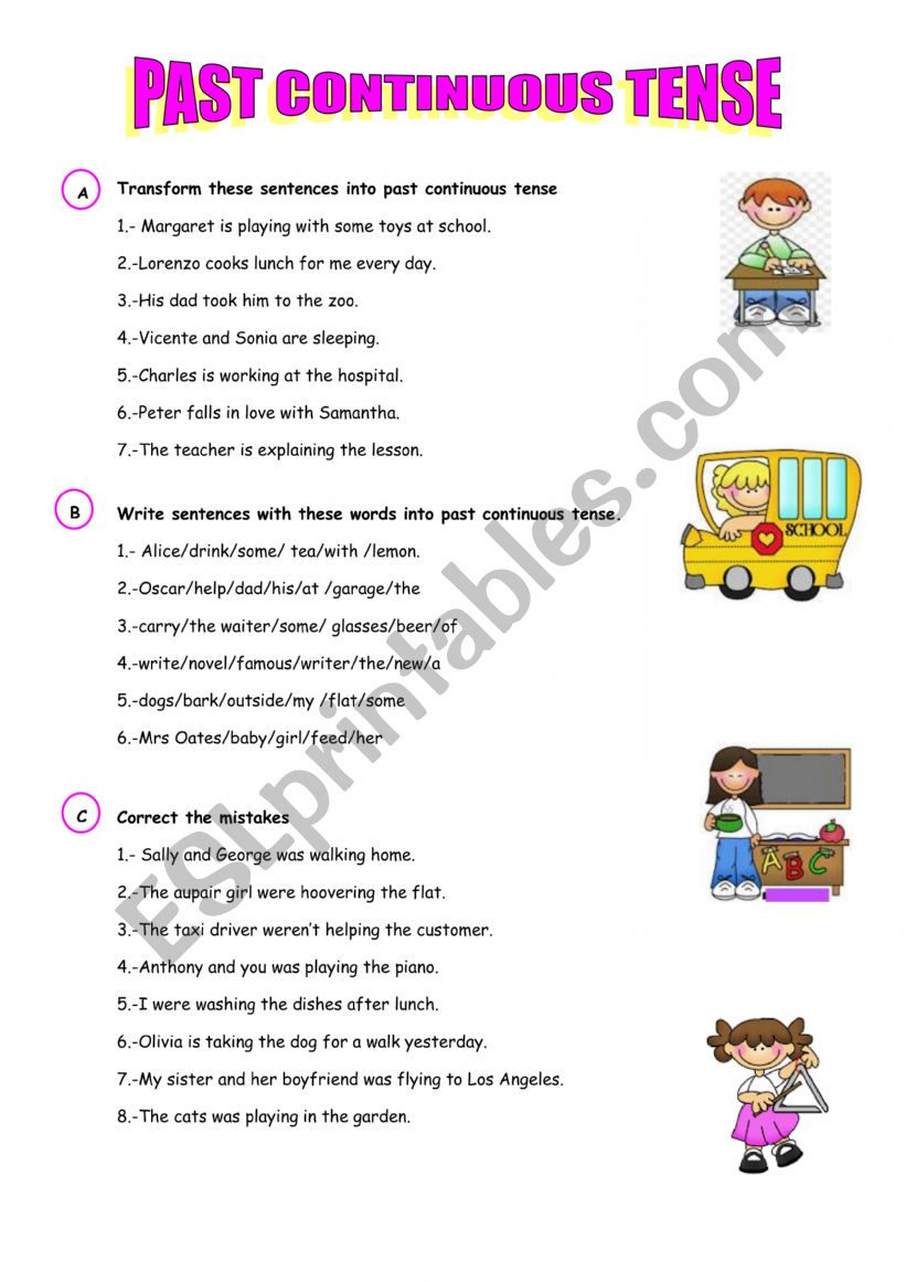 PAST CONTINUOUS TENSE worksheet