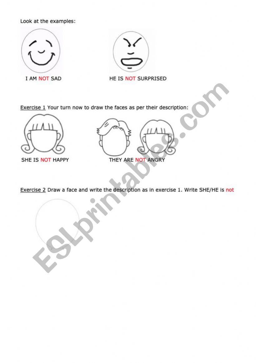 Emotions - Negative form of To Be