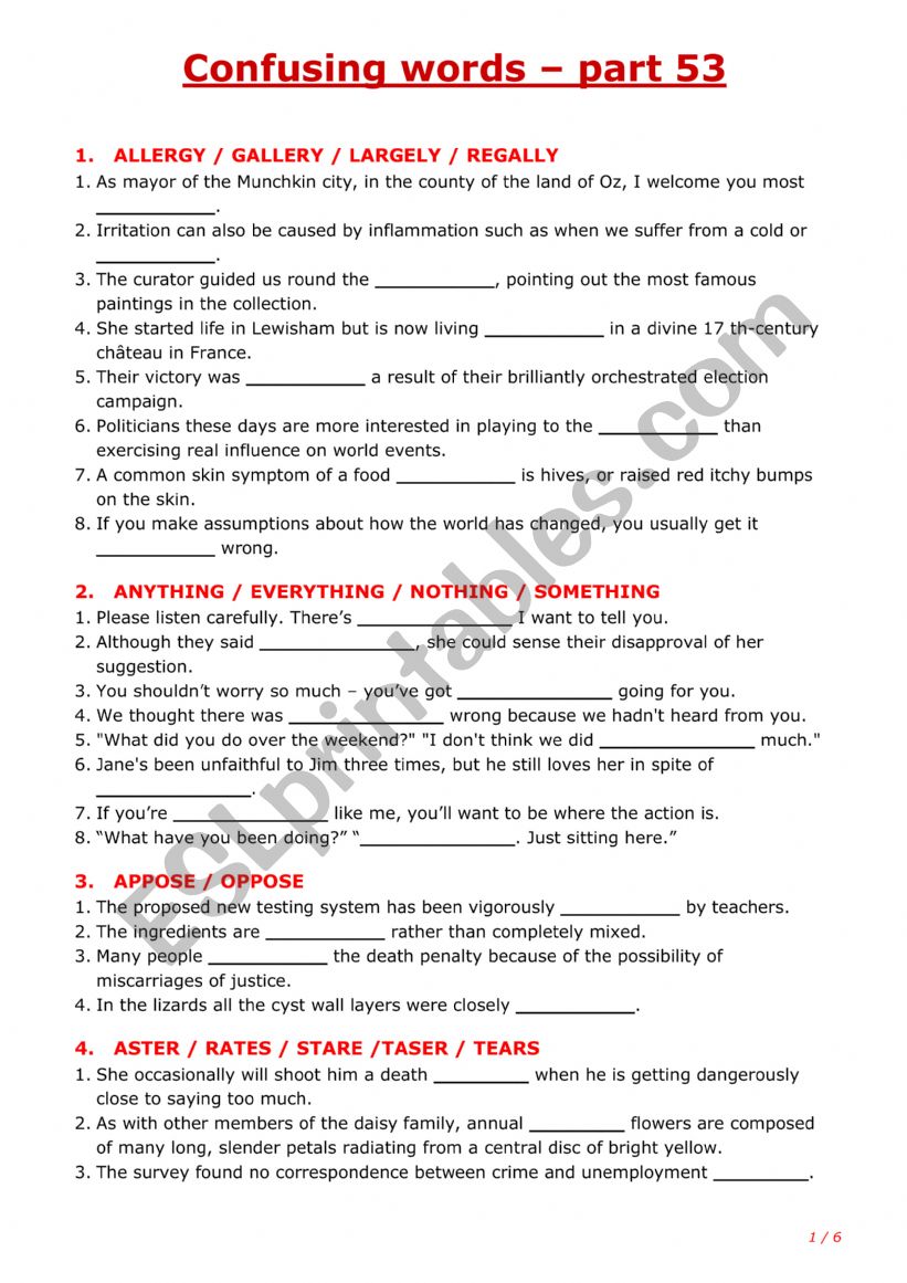 Confusing words - part 53 worksheet