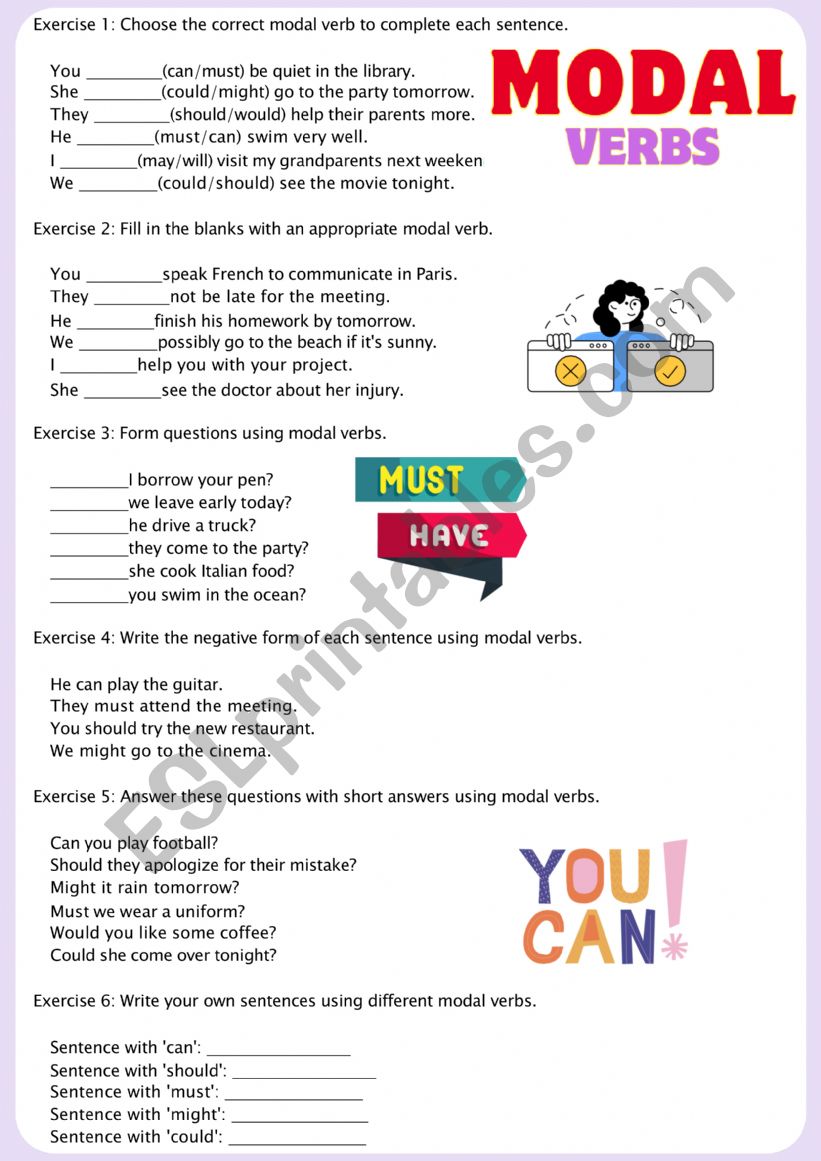 Modal verbs worksheet worksheet