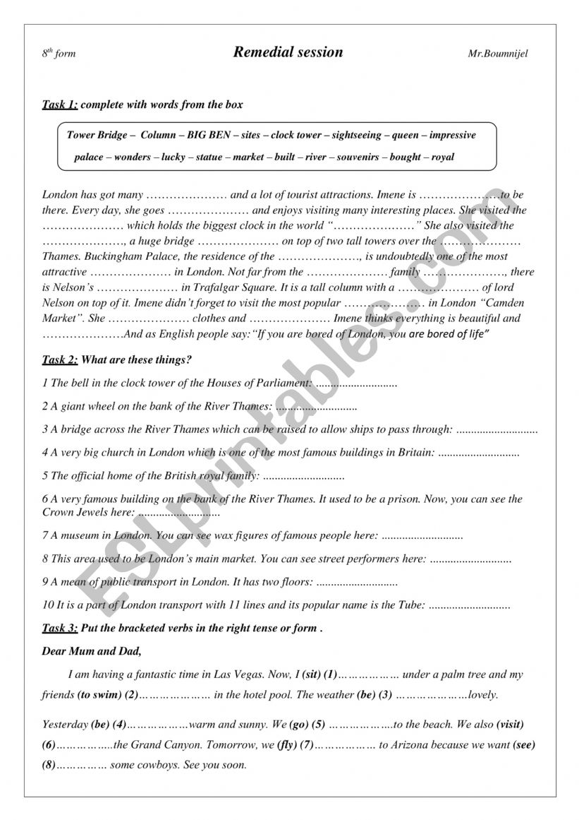 Remedial session worksheet