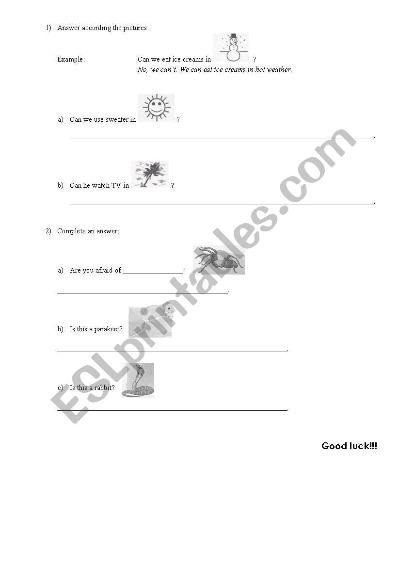 English Test - Part 2 worksheet