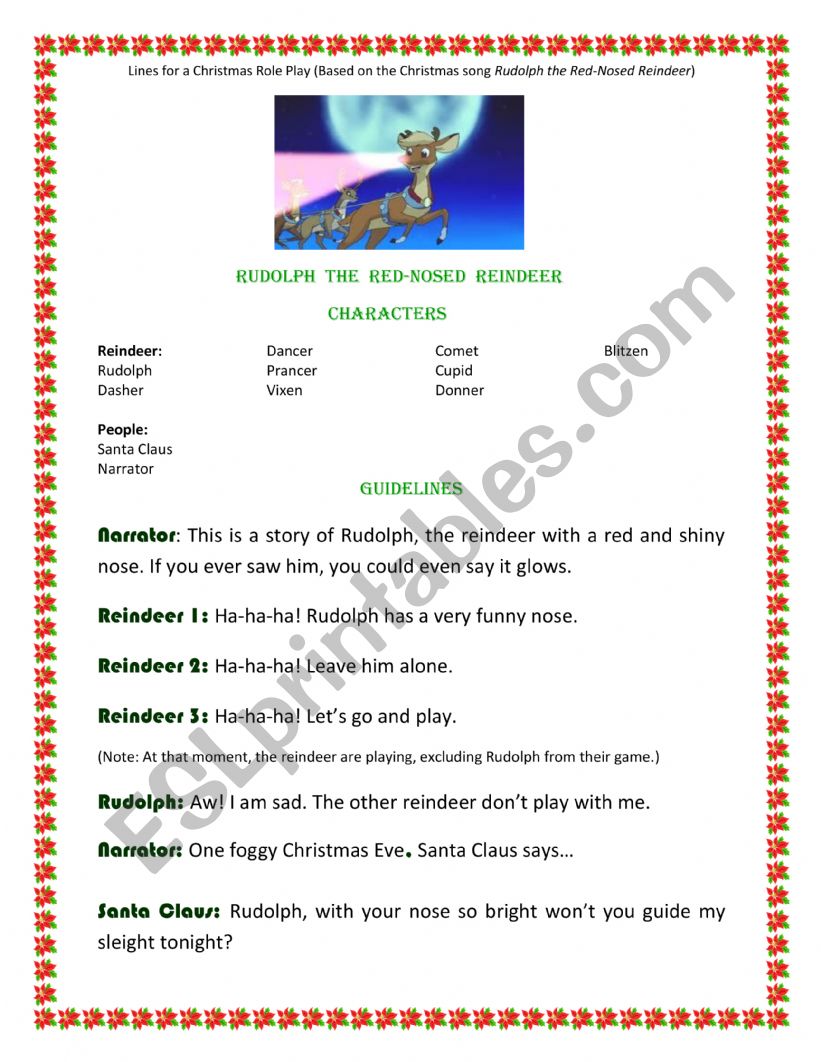 Short Rudolph Skit worksheet