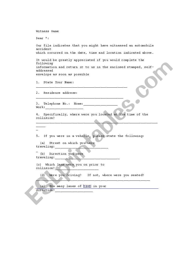 questions to the witnesses  worksheet