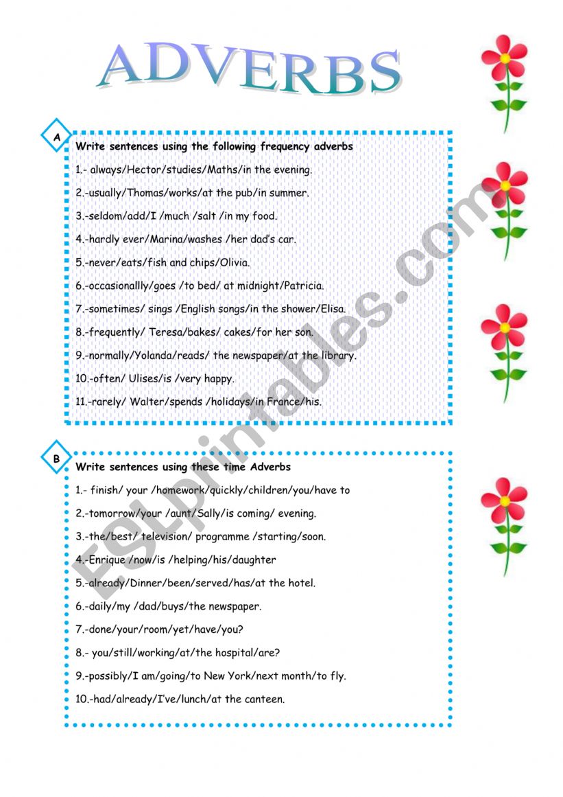 ADVERBS worksheet