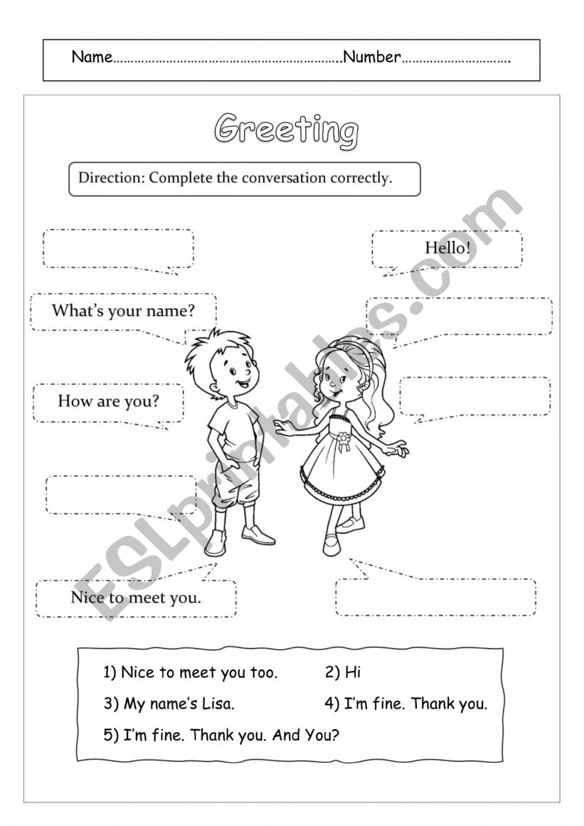 Greeting worksheet