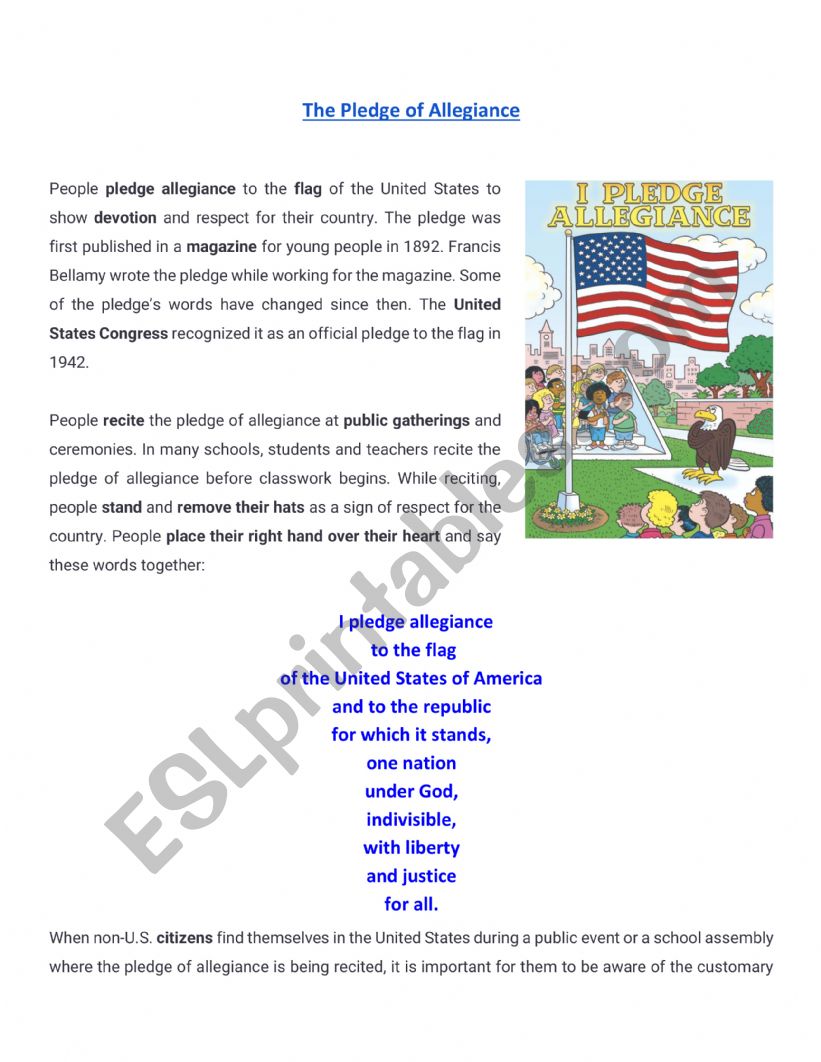 Pledge of Allegiance for EL students