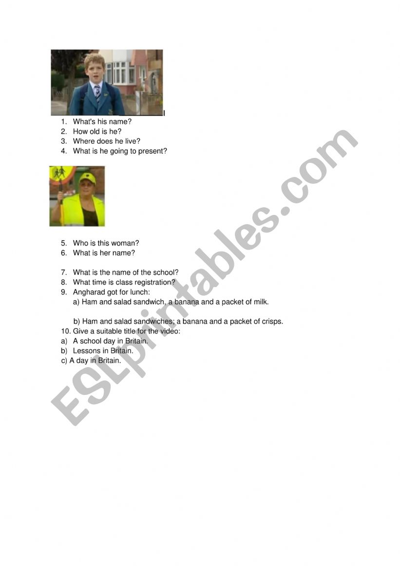 School worksheet
