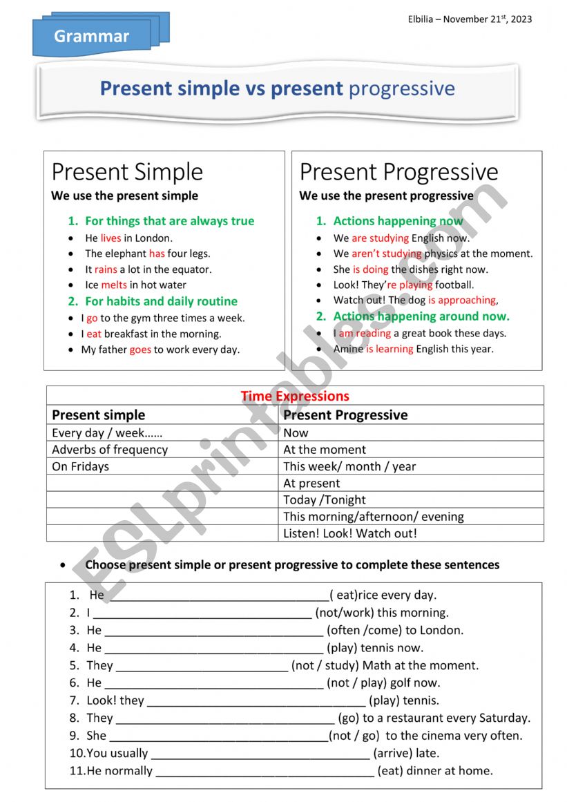 Lesson worksheet