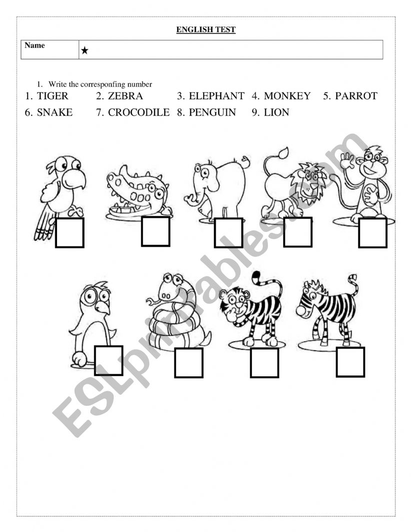 Animals  worksheet