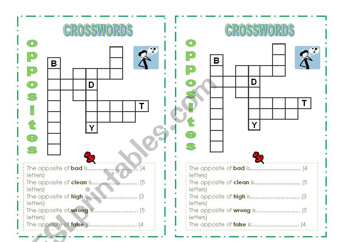 opposite crosswords worksheet