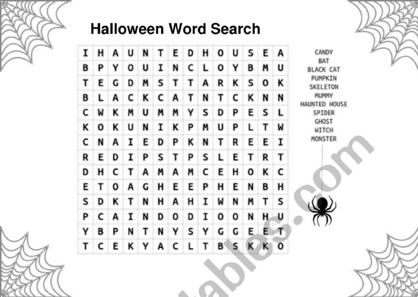 Halloween wordsearch worksheet