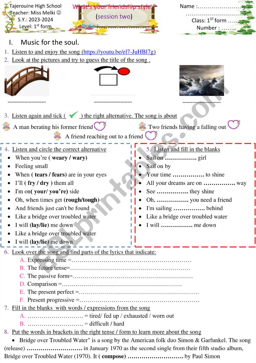 what�s your friendship style? 1st form