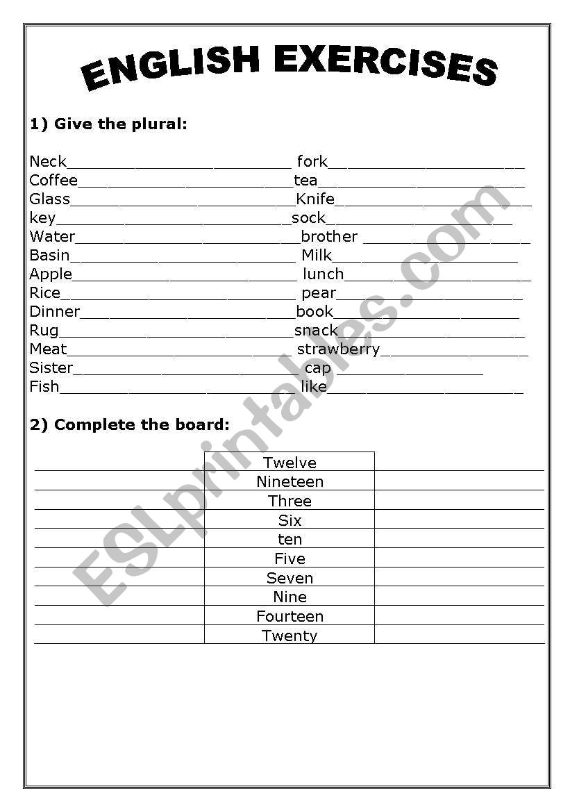 ENGLISH EXERCISES worksheet